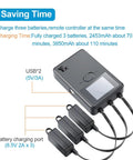 Fast USB Battery Charging Hub For Mini 3 Pro Drone, 3 Port Parallel Charger with connected cables and display screen