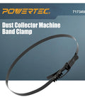 Heavy Duty 14 Inch Dust Collector Band Clamp on a blue background, designed to lock tight for dust collection systems.