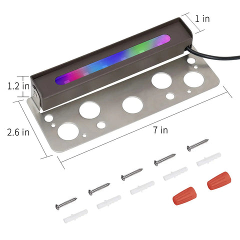 4-Pack 7-Inch LED Rotatable Retaining Wall Lights With 7-Color Hardscape Lighting Outdoor Step Lights, hardware included