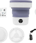 Hella Efficient Compact Foldable Mini Washer With Slick Drainage Setup And Pure Copper Motor Plus Gentle Handwash Simulation For Delicates And Baby Clothes Green Finish with instruction manual and components.