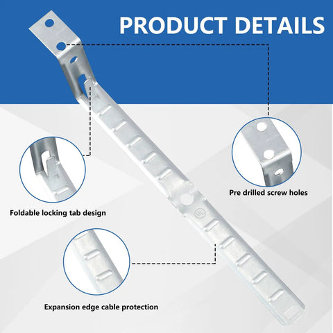 Heavy Duty Wall Mount Cable Support Clamps 100 Pack Galvanized Steel Electrical Brackets With Locking Tab, foldable locking tab and pre-drilled holes.
