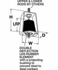 Heavy Duty Ceiling Hanger Vibration Isolator With Thick Natural Rubber, showing dimensions and design for shock absorption.