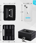 Compact Cash Box With Slot And Key Lock Portable Metal Money Safe With Removable Money Tray Black Lock Box Size Guide