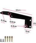 Built Tough Heavy Duty Wall Mount Brackets Rock Solid L Shaped Floating Supports Durable Steel with measurements for kitchen or garage.