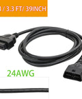 OBD2 16 Pin Male To Female Extension Cable For Auto Car Truck 24V All OBD2 Ports Plug Connector 24AWG 1M 3.3FT