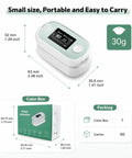 Portable Fingertip Pulse Oximeter With SpO2, Pulse Rate, Respiration Rate and Perfusion Index, Compact size and packaging details