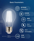 Dusk To Dawn Outdoor Sensor A19 LED Bulb 5000K Daylight 7W 60W Equivalent 800 Lumens Vintage Filament E26 Base Auto On Off Photocell