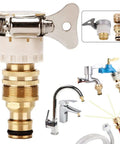 Brass Hose Barb Connector Set 5 Pcs Water Pipe Fittings Pro Grade Universal Garden Adapters for faucet and hose connection.