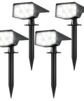 Outdoor Solar Spot Lights IP65 Waterproof 50 LED Spotlight For Landscape And Pathway Lighting, 3 Modes, No Fuss Install, 4 Pack Black