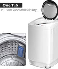 Full Automatic Portable Washer And Dryer Combo Featuring Built In Pump Drain 8 Lbs Compact Laundry Spin Dryer showing open lid and drum.
