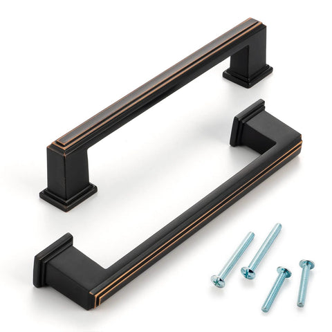 10 Pack 5 Inch Hole Centers Oil Rubbed Bronze Cabinet Pulls with screws