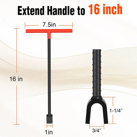 16 Inch Water Meter Key With Heavy Duty Steel T Handle Four Way Universal Cross Key For Multi Function Access Extended Length