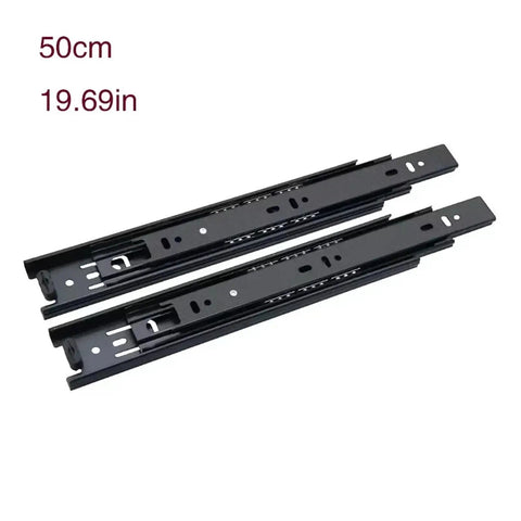Heavy Duty Pair Of Three Fold Full Extension Drawer Slides Featuring Bottom Mounted Concealed Tracks For Super Slick Operation And Rock Solid Load Capacity No Fuss Install On Any Cabinet Build, 50cm steel slides.