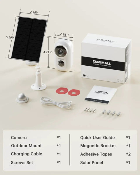 Solar Powered Wireless Outdoor Security Camera With 2K HD Resolution, Battery Powered, 2.4G WiFi, 3MP Color Night Vision, Magnetic Mount, Built-In Siren, PIR AI Analytics, IP66 Weatherproof, Cloud Access, Alexa Ready