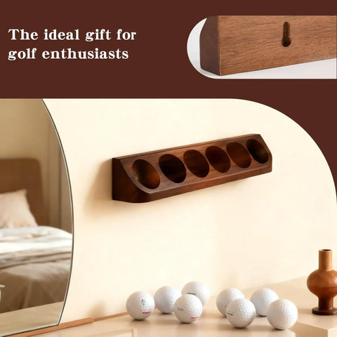Two Pack Walnut Wood Golf Ball Display Case Wall Mount Set Holds Six Standard Golf Balls Each For A Total Of Twelve, Ideal For Collectors