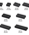 Super Handy DIP IC Sockets Kit With 66 Solder Type Adapters In 6 8 14 16 18 20 24 28 Pin Sizes, 2.54mm Pitch