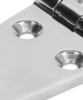 Close-up of 316 Stainless Steel Door Hinge With Five Holes 76 By 38mm Mirror Polished Finish for indoor and outdoor use.
