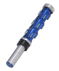 Heavy Duty Tungsten Steel Double Bearing Router Bit For Woodworking Trim Tool in blue, 1/2 inch shank, 3/4 inch diameter.