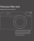 Camera diagram illustrating how to find filter size for 49mm UV Lens Filter Plus Ultra Slim Shield With 30 Layer Nano Coating For Ultra Clear Shots Cuts Haze And Scratches Keeps Your Camera Lens Protected On The Go