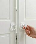 Large White Ring Bi-Fold Closet Door Pulls With Protective Base 1-3/5 Inch, 4 Pack being installed on bifold doors