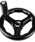 Smooth Operation 3 Spoke Hand Wheel 125mm Diameter With 12mm Bore And Revolving Handle For Lathe Milling Machine Grinder Industrial Tool Adjustments