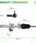 EZGO TXT Steering Rack Kit With Ball Joint And Latch For 2001 And Newer TXT And Workhorse Carts, showing product dimensions