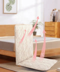 Cozy Heated Office Chair Cushion Pad With Strap For Desk Seat Warmer Home Leisure, showing warm air flow in beige soft fabric.