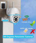 5G Outdoor Dome Security Camera With 2 Way Audio, Continuous Recording, 360° view, mounted on exterior wall, WiFi compatible