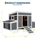56 Inch Large Chicken Coop With Two Nesting Boxes, Weatherproof Wooden Hen House for backyard dimensions shown