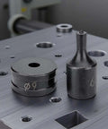 Hydraulic Round Hole Punch Die Set For Steel Copper And Aluminum, showing dies on metal surface for CH-70 machine