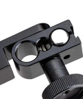 Heavy Duty Magnetic Base For Dial Indicators With 275mm Arm, 176 Lb Pull, Six Mm, Eight Mm, And Three Eighths Inch Clamping Holes, CNC Machined Bearing Steel Frame, Rock Solid Locking Arm, Model 7121 0025 close-up of clamp hole and locking knob