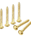 Brass Round Head Wood Screws M3 X 25mm Slotted Self-Tapping, standing and angled view, for woodworking and furniture repair