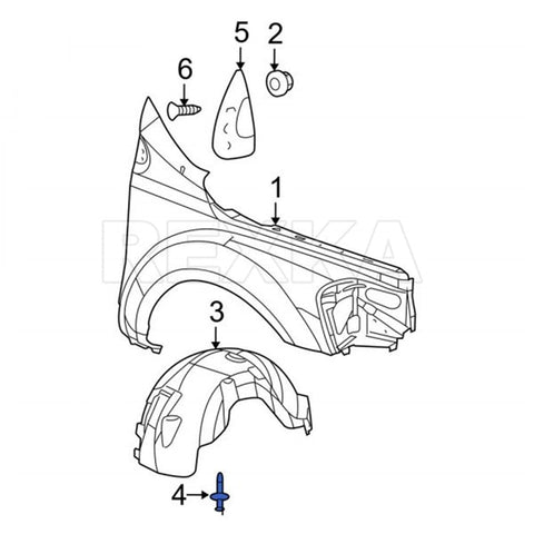 Diagram showing installation of Heavy Duty 30 Pack 1/4 Inch Hole Fender Liner Rivets Slick Nylon Wheelhouse Clips And Bumper Cover Retainers.