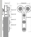 Technical diagram of Y Shape Rollers for 8Ft Stainless Steel Sliding Barn Door Hardware Kit With Quiet Glide Built To Last.