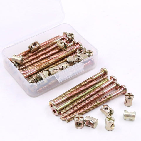 M6 X 80mm Zinc Plated Hex Socket Cap Screws And Barrel Nuts Set For Furniture, 15 Pairs Pack in box