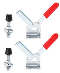 Toggle Hold Down Clamp With Quick Lock GH 201C Fixture For Welding And Woodworking Bench Jig Setup Beefy 182kg Holding Force Rust Resistant Heavy Duty Clamp Tool Set Of 2, red handle