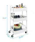 3-Tier Rolling Utility Cart With Caster Wheels For Kitchen And Bath No-Fuss Assembly Locking Wheels Easy Glide Mobility Lightweight