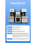 Semi Automatic Bottle Blowing Machine Customizable Molds For Home And Business Packaging with digital controls and dual extruders.