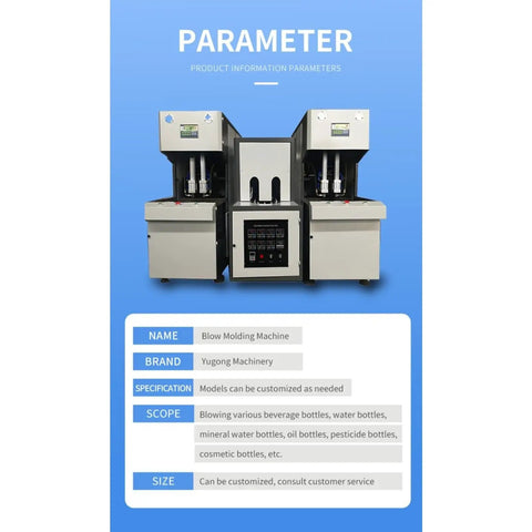 Semi Automatic Bottle Blowing Machine Customizable Molds For Home And Business Packaging with digital controls and dual extruders.