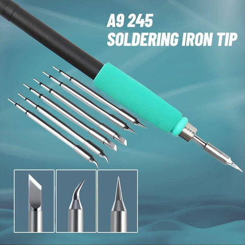 Digital Soldering Station With Rapid Heat Up, 120W 110V Universal Power, six interchangeable soldering tips shown with iron