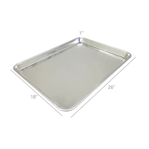 Commercial Grade Full Size Aluminum Sheet Pan 18 By 26 Inch Baking Tray With Tapered Stackable Sides Heavy Duty 18 Gauge Metal Cookware Built Solid For Any Busy Commercial Kitchen Workhorse