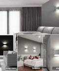 Modern LED Wall Sconce Set Of 2 Hardwired Indoor Wall Lights 3000K installed in living room, bedroom, and corridor, white design
