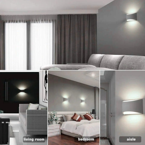 Modern LED Wall Sconce Set Of 2 Hardwired Indoor Wall Lights 3000K installed in living room, bedroom, and corridor, white design