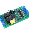 Beefed Up DC Motor Driver Controller Module With CW CCW Reversing 20A Relay Built For Real World Automation Projects And Industrial Equipment Wide Voltage Range And Efficient Heat Management With Copper Terminal Design, green PCB with screw terminals