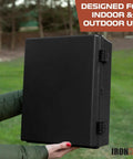 Person holding Extra Large Waterproof Outdoor Junction Box With Hinged Panel Cover, Weatherproof IP65 Electrical Enclosure in park.