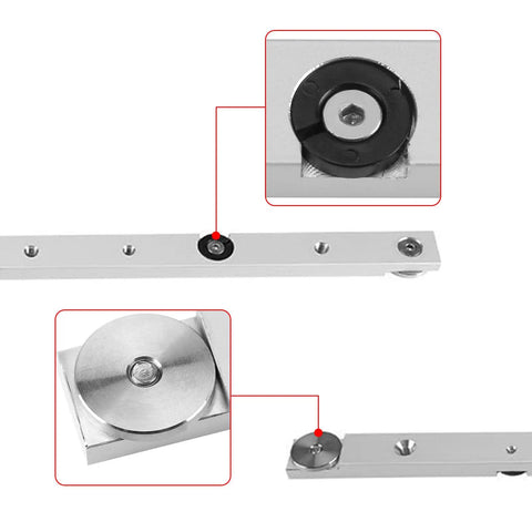 Aluminum Miter Bar for Table Saws and Router Tables Heavy Duty T Slot Rail Gauge Rod for Woodworking Sliding Clamp Track 450mm Length 17.71 Inches Perfect for Miter Sleds and DIYers, close-up roller detail