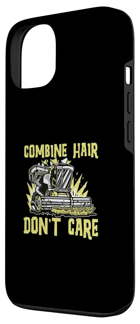 Hair Dont Care Combine Harvester Operator Theme Phone Case For Farmers with harvester illustration and text 'Combine Hair Don't Care'