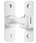 Dead Simple Matte White Gate Lock For Aluminum Barn Doors Seamless 90 And 180 Degree Angle Mounting Rock Solid Heavy Duty Hardware.