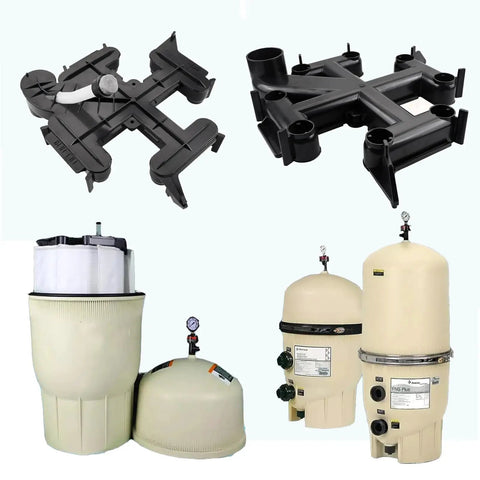 Premium Manifold Top With Integrated Air Bleed Valve Pool And Spa De Filter Replacement Compatible With Fns Plus And Titan Units, heavy PVC parts.