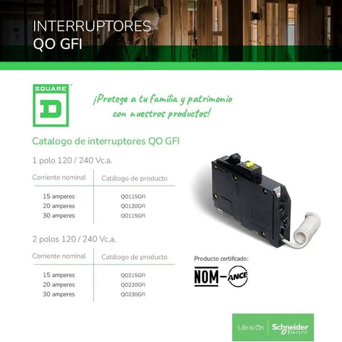 QO Qwik-Gard 15 Amp Single Pole GFCI Circuit Breaker For QO Panels, 120 Volt AC, shown with certification logos.